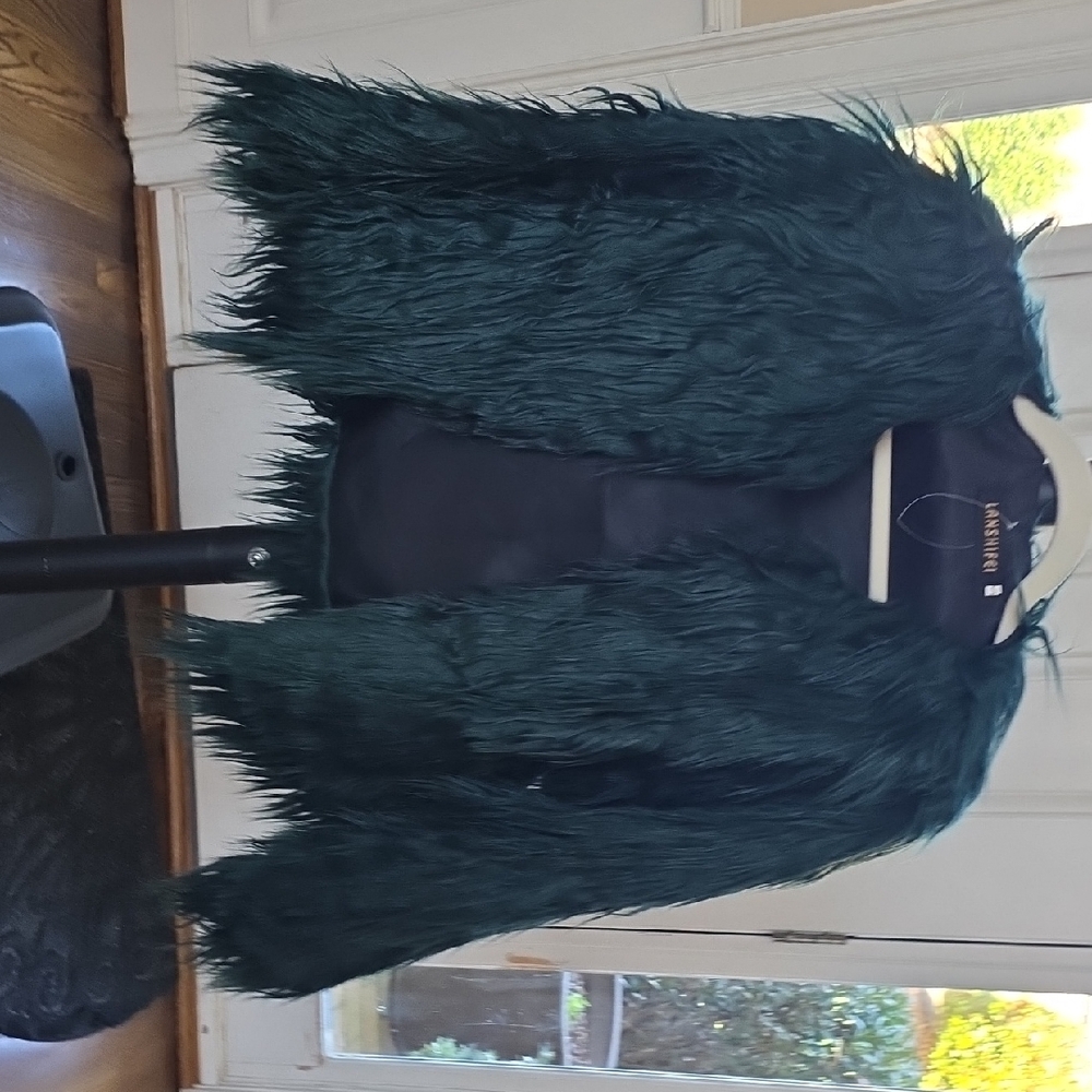 Lanshifei Deep Teal Faux Fur Teddy Jacket. Vintage. S